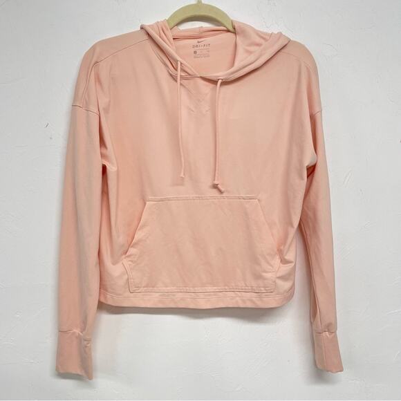 Nike Dri Fit Peach Lightweight Hoodie Pullover Sweater Womens S Boxy Fit Running - Picture 1 of 7